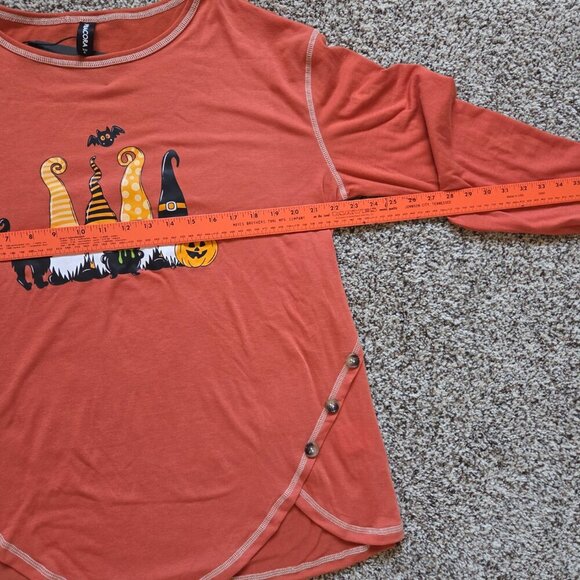 Noracora Women Long Sleeve Fall Gnome Halloween Novelty Print Shirt Size XL NWT - Picture 6 of 6